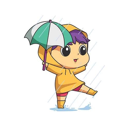 icona ciabattine e impermeabile pioggia